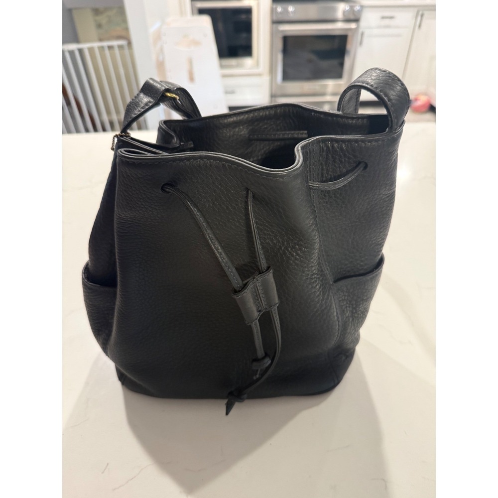 Coach Vintage Black Pebbled Leather Drawstring Bucket Bag 4926 Crossbody